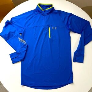 Under Armour Run Sweater Mens Small Blue Regular 1/4 Zip Pull Over
